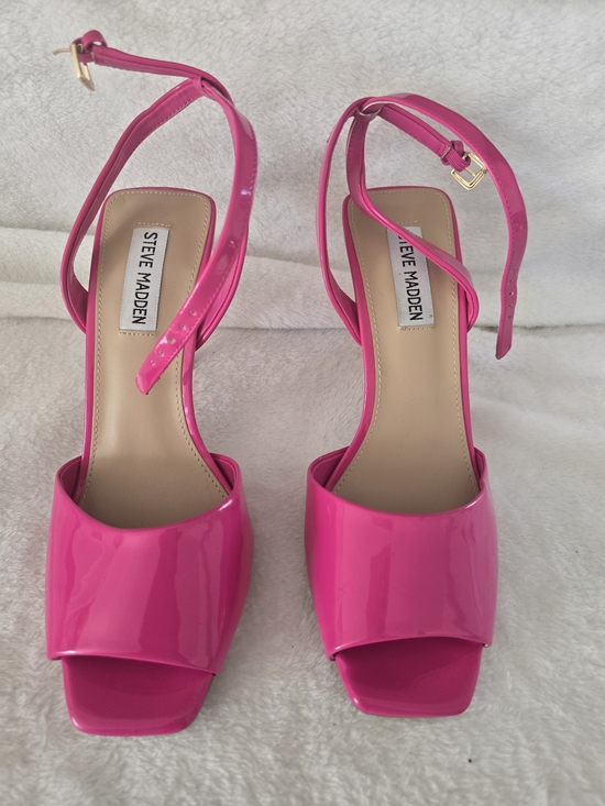 Steve Madden Shoes - Steve Madden Women's Hot Pink Patent Ankle-Strap Sandals Size 8